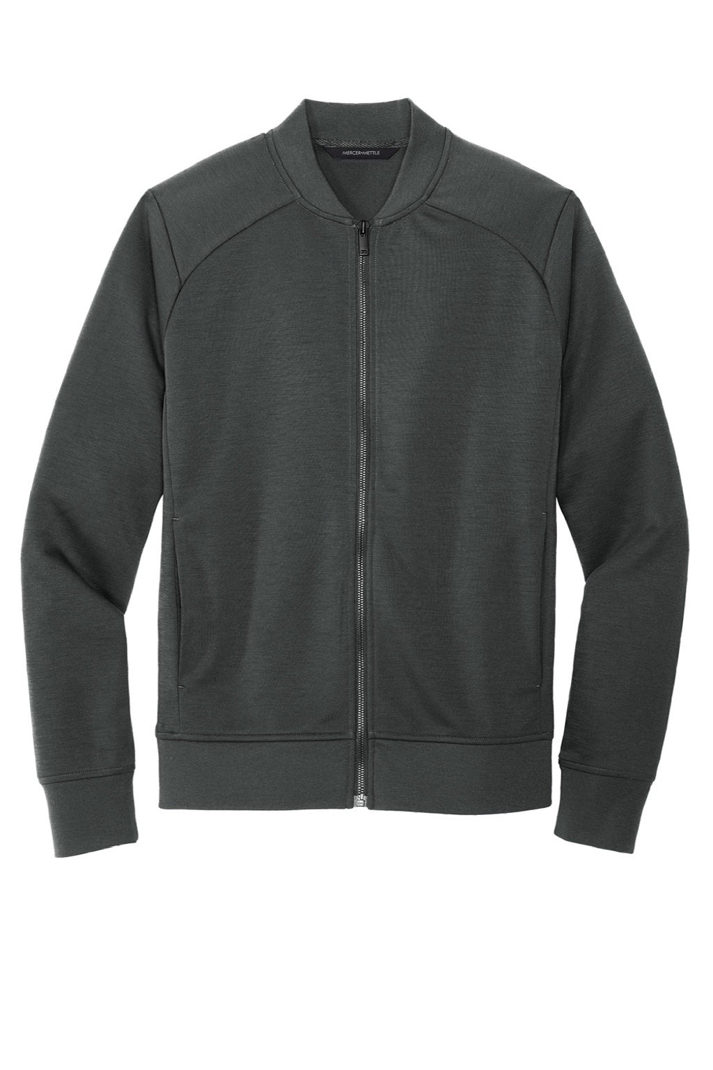 Mercer+Mettle MM3000 Double Knit Full Zip Bomber Jacket Anchor Grey Flat Front