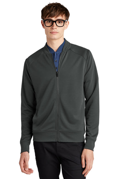 Mercer+Mettle MM3000 Mens Double Knit Full Zip Bomber Jacket Anchor Grey Model Front