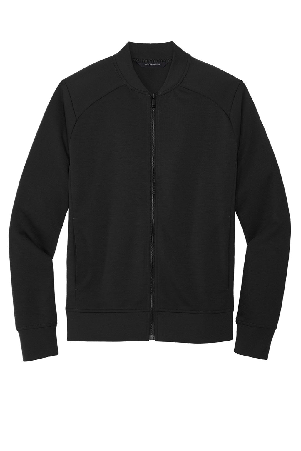 Mercer+Mettle MM3000 Double Knit Full Zip Bomber Jacket Deep Black Flat Front