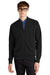 Mercer+Mettle MM3000 Mens Double Knit Full Zip Bomber Jacket Deep Black Model Front