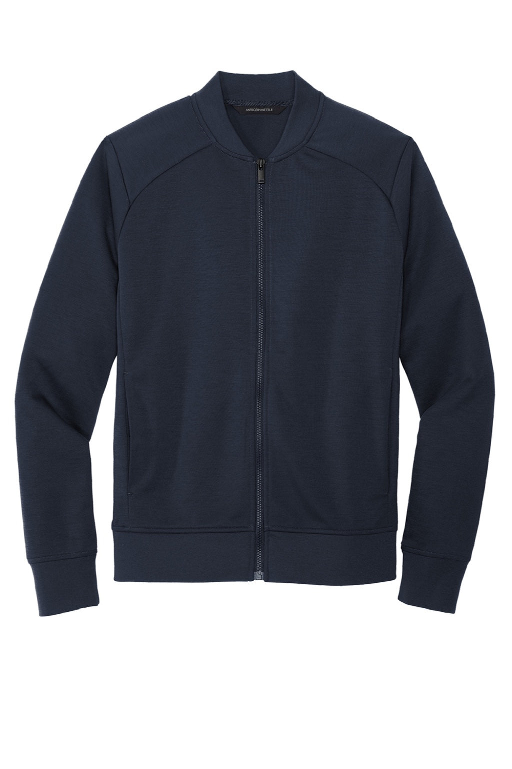 Mercer+Mettle MM3000 Double Knit Full Zip Bomber Jacket Night Navy Blue Flat Front