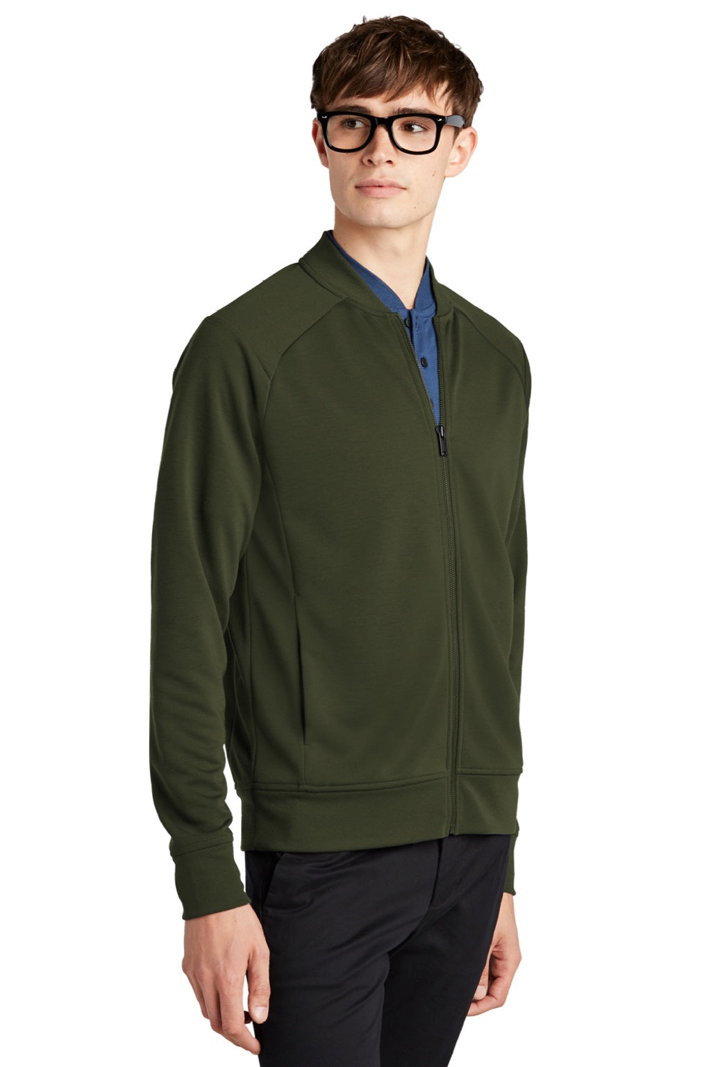 Mercer+Mettle MM3000 Mens Double Knit Full Zip Bomber Jacket Townsend Green Model 3Q