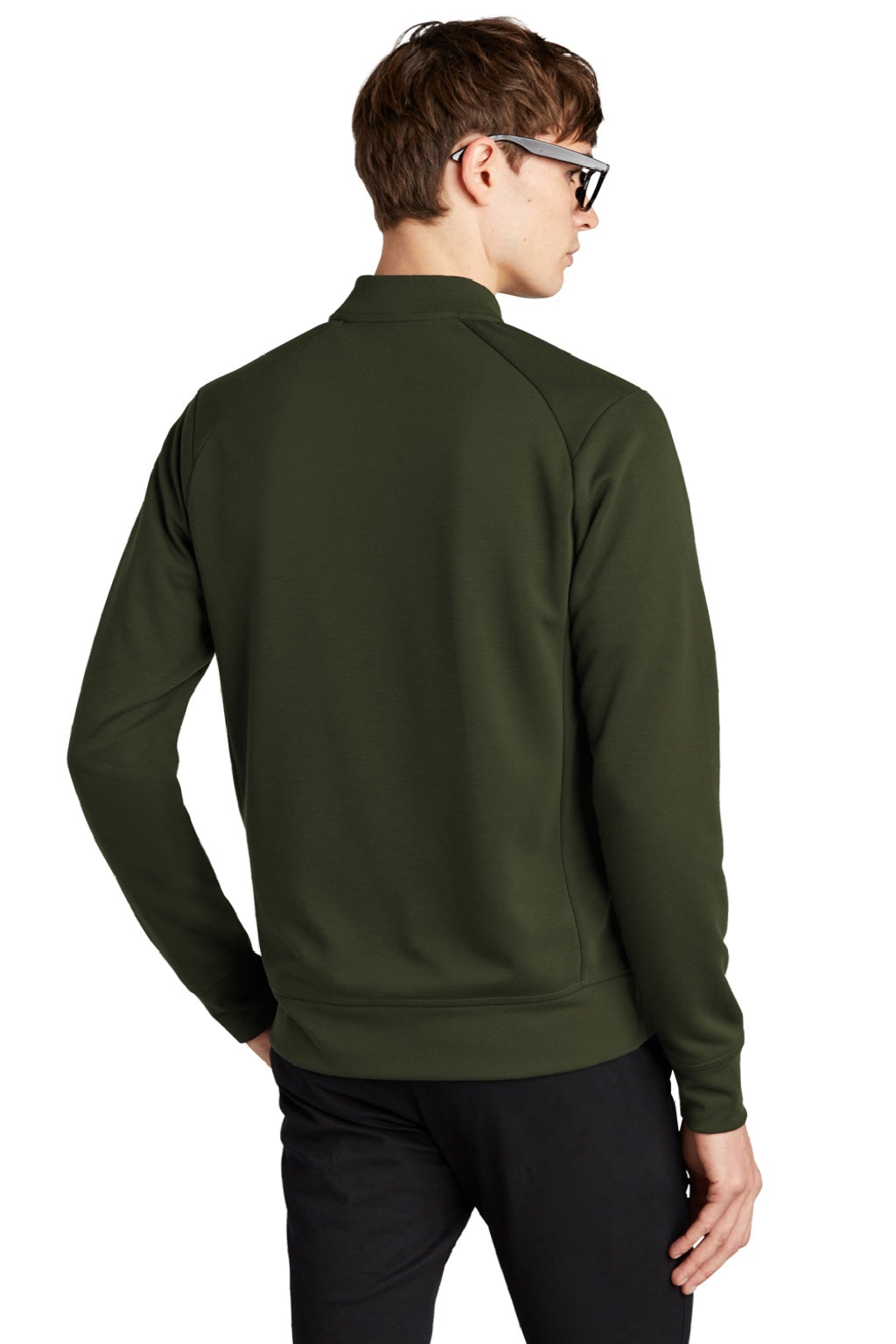 Mercer+Mettle MM3000 Mens Double Knit Full Zip Bomber Jacket Townsend Green Model Back