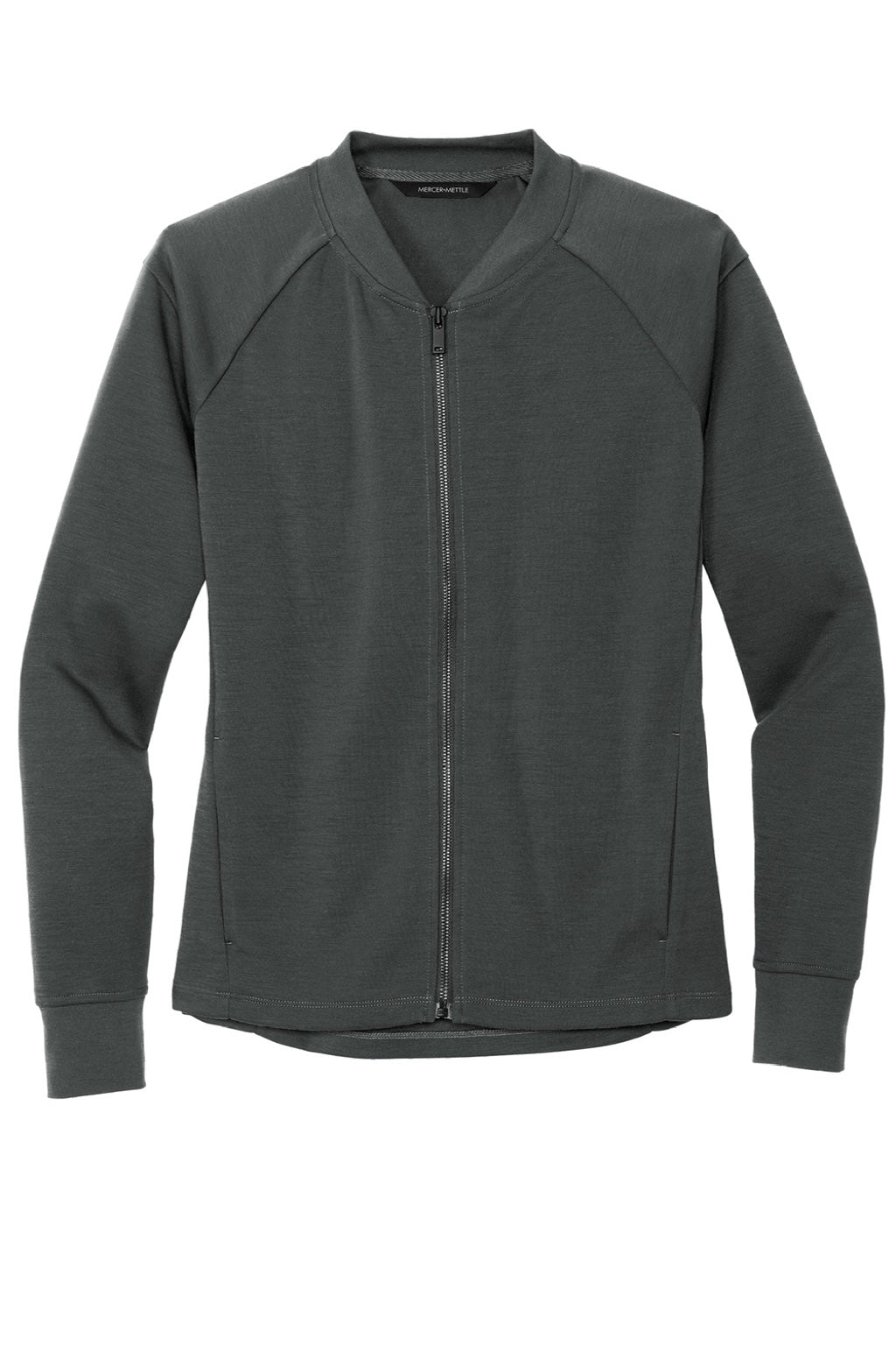 Mercer+Mettle MM3001 Double Knit Full Zip Bomber Jacket Anchor Grey Flat Front