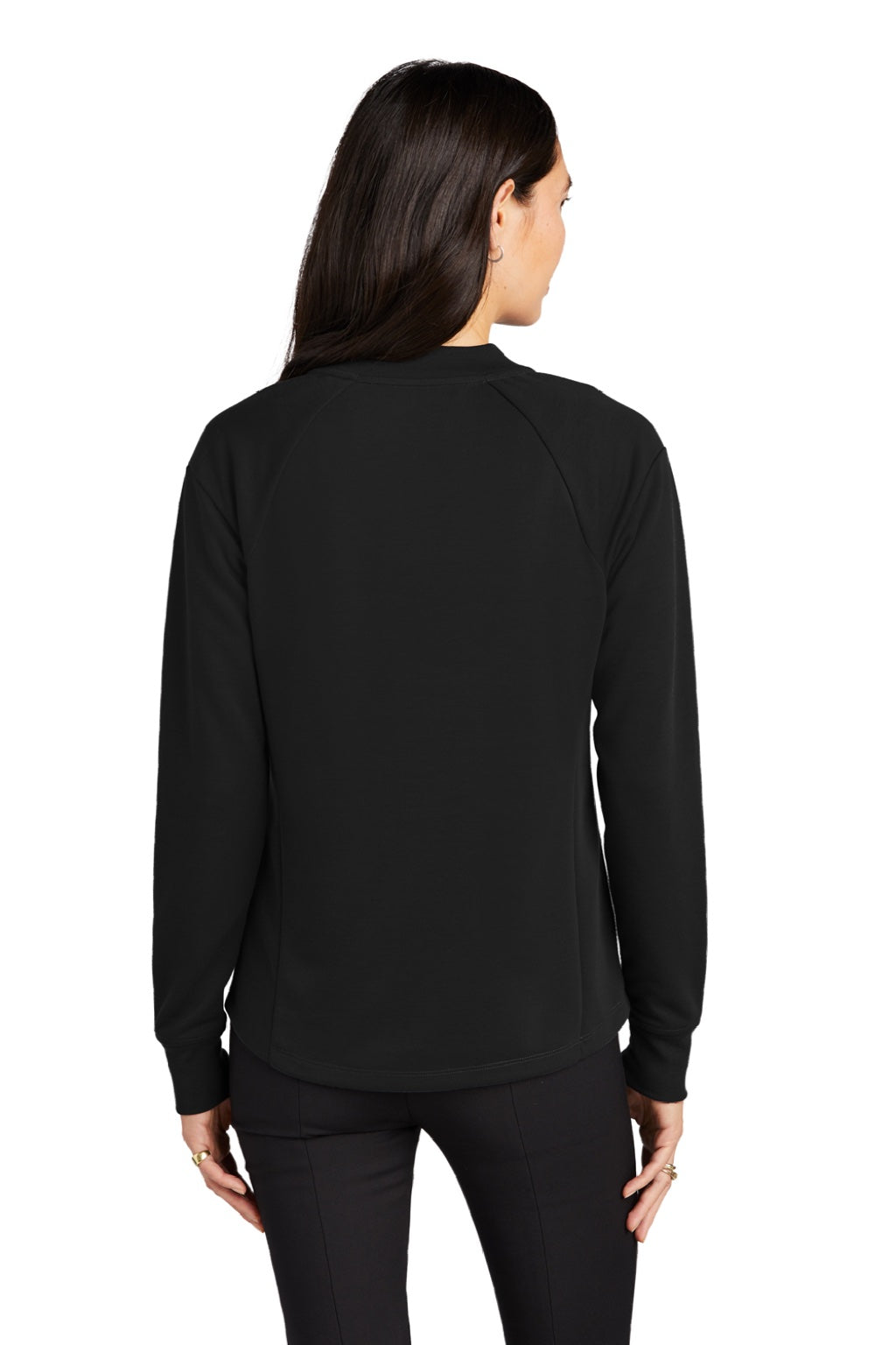 Mercer+Mettle MM3001 Womens Double Knit Full Zip Bomber Jacket Deep Black Model Back