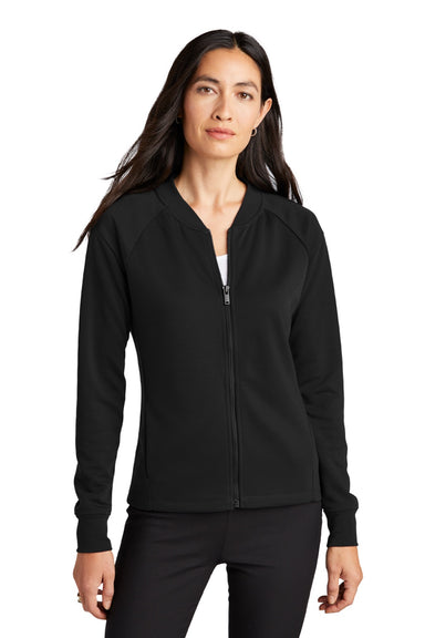 Mercer+Mettle MM3001 Womens Double Knit Full Zip Bomber Jacket Deep Black Model Front
