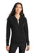 Mercer+Mettle MM3001 Womens Double Knit Full Zip Bomber Jacket Deep Black Model Front