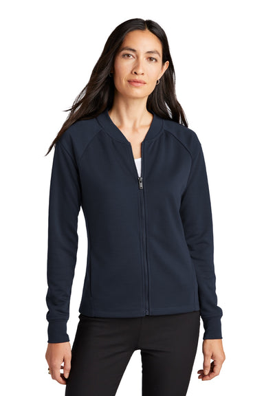 Mercer+Mettle MM3001 Womens Double Knit Full Zip Bomber Jacket Night Navy Blue Model Front