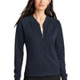 Mercer+Mettle Womens Double Knit Full Zip Bomber Jacket - Night Navy Blue