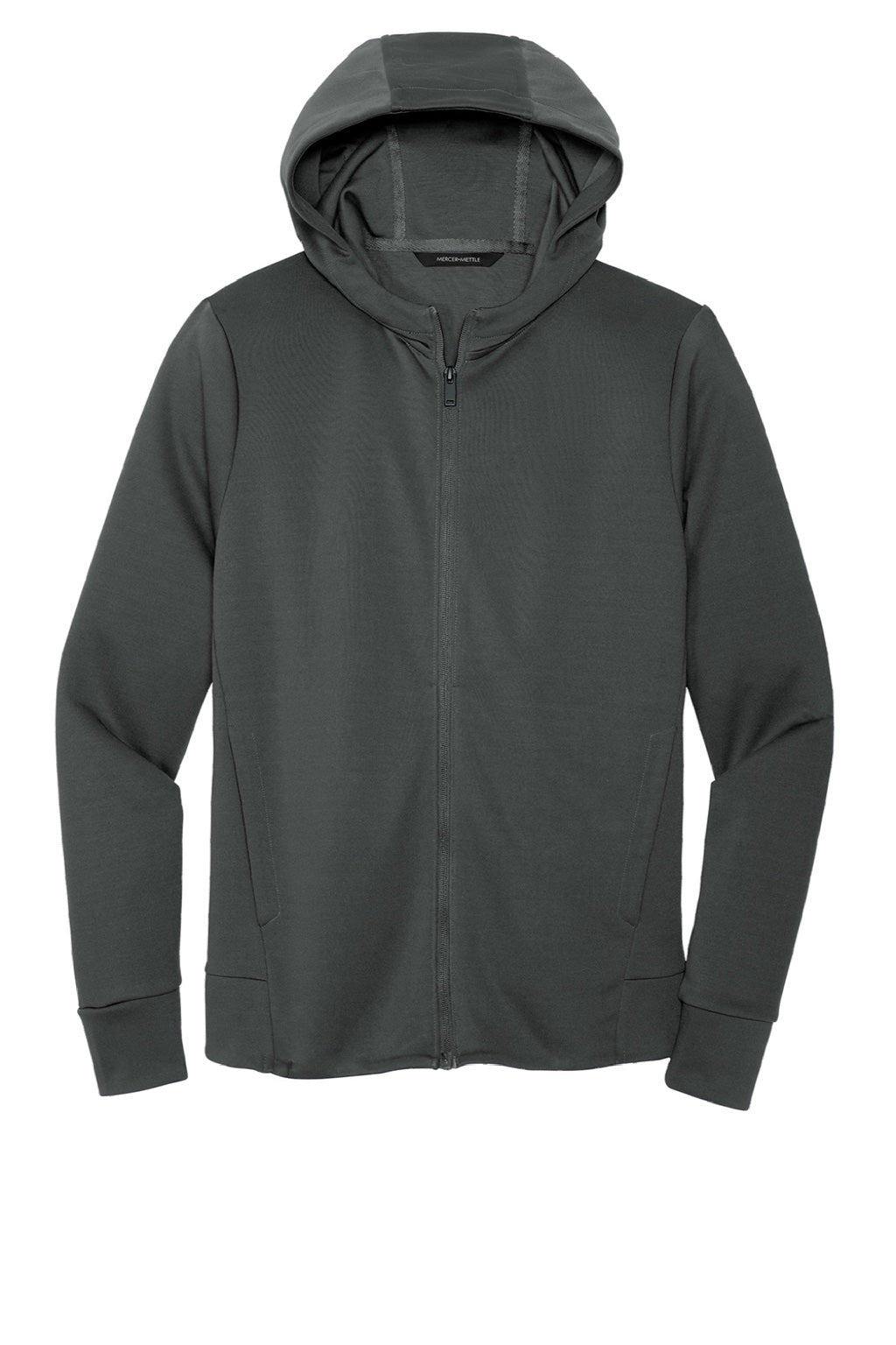 Mercer+Mettle MM3002 Double Knit Full Zip Hooded Sweatshirt Hoodie w/ Pockets Anchor Grey Flat Front