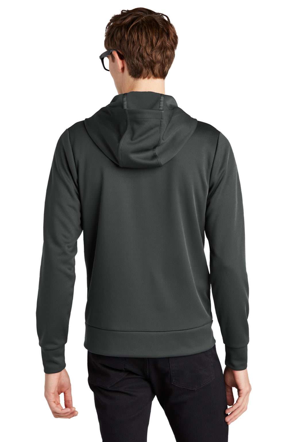 Mercer+Mettle MM3002 Mens Double Knit Full Zip Hooded Sweatshirt Hoodie w/ Pockets Anchor Grey Model Back