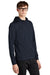 Mercer+Mettle MM3002 Mens Double Knit Full Zip Hooded Sweatshirt Hoodie w/ Pockets Night Navy Blue Model 3Q