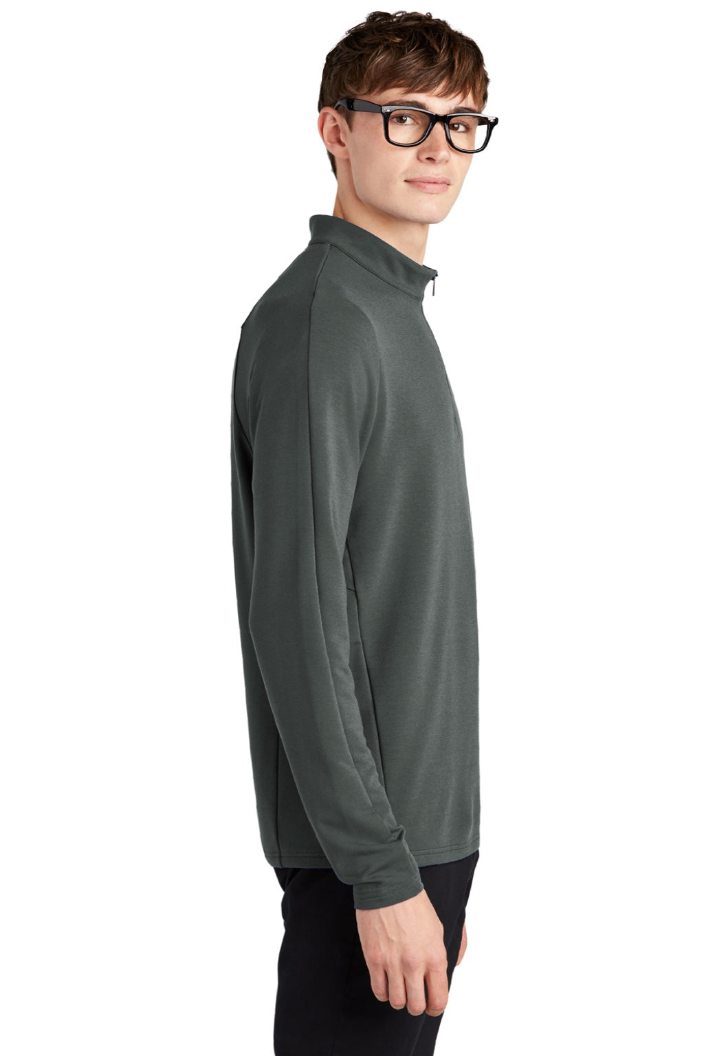 Mercer+Mettle MM3010 Mens Stretch 1/4 Zip Sweatshirt Anchor Grey Model Side