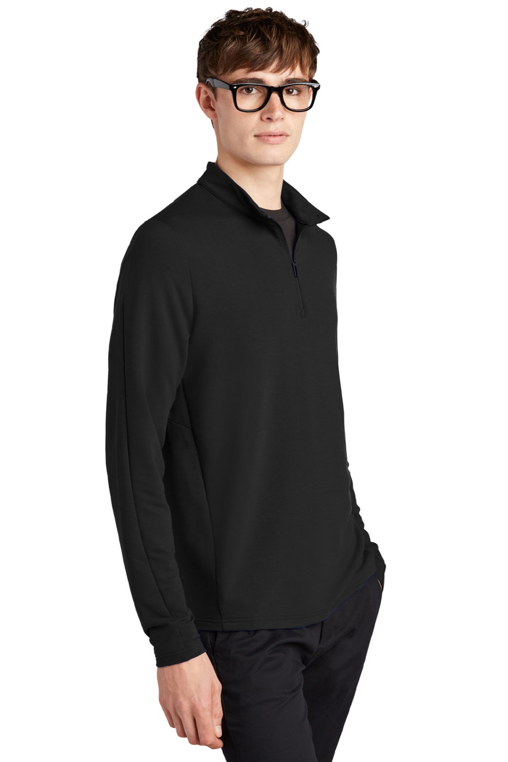 Mercer+Mettle MM3010 Mens Stretch 1/4 Zip Sweatshirt Deep Black Model 3Q