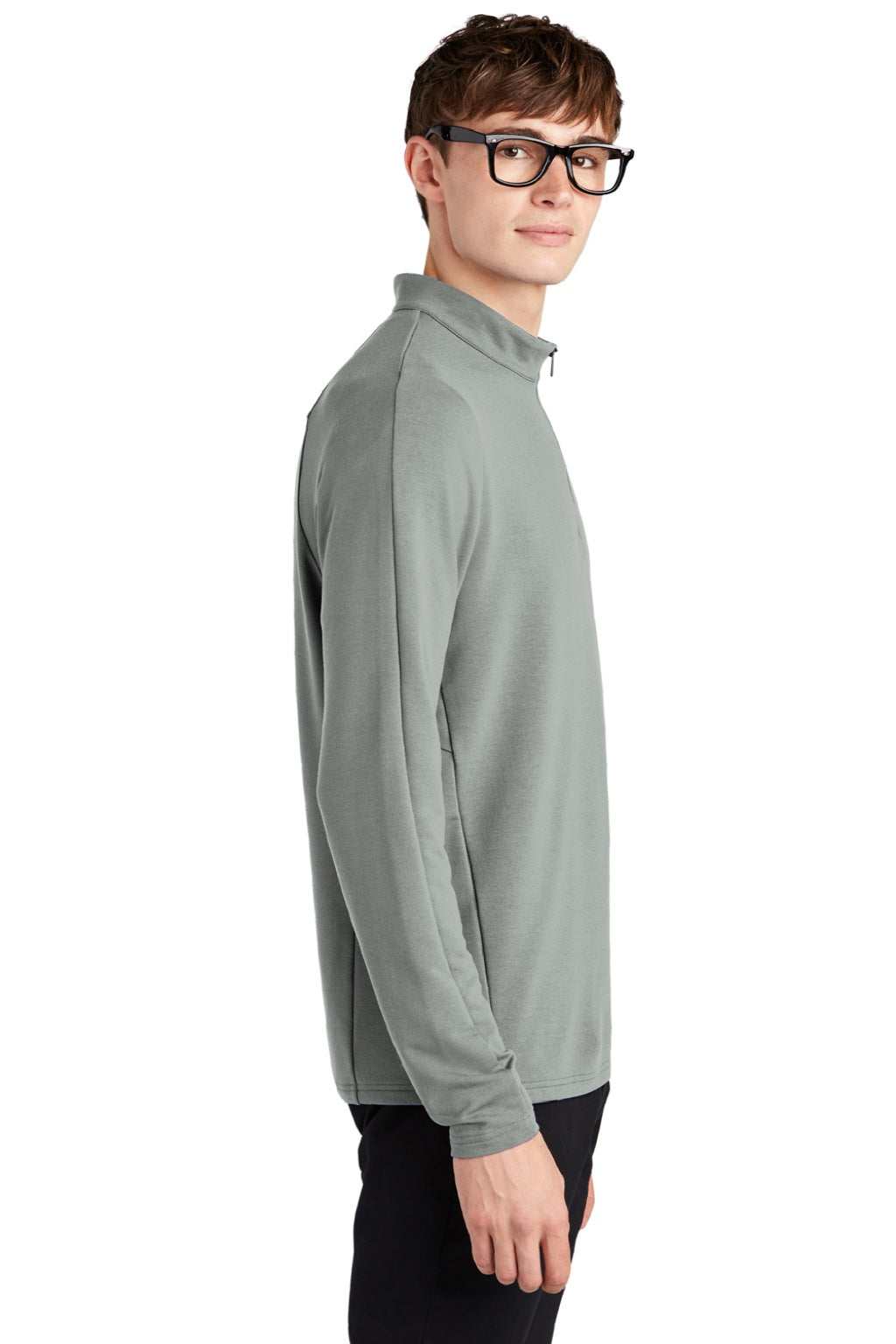Mercer+Mettle MM3010 Mens Stretch 1/4 Zip Sweatshirt Gusty Grey Model Side