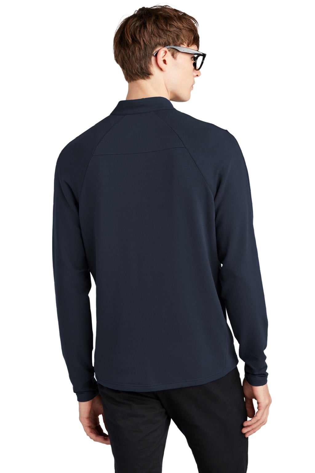 Mercer+Mettle MM3010 Mens Stretch 1/4 Zip Sweatshirt Night Navy Blue Model Back