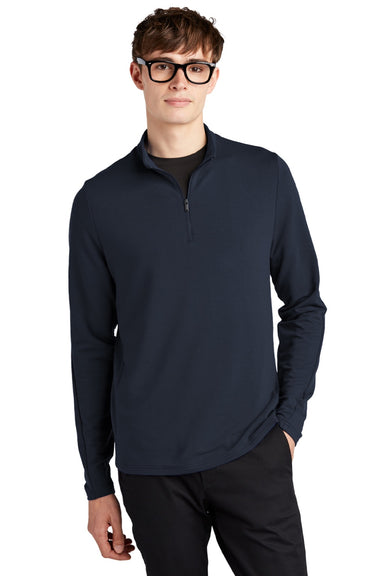 Mercer+Mettle MM3010 Mens Stretch 1/4 Zip Sweatshirt Night Navy Blue Model Front