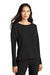 Mercer+Mettle MM3013 Womens Stretch Drop Shoulder Wide Crewneck Sweatshirt Deep Black Model Front