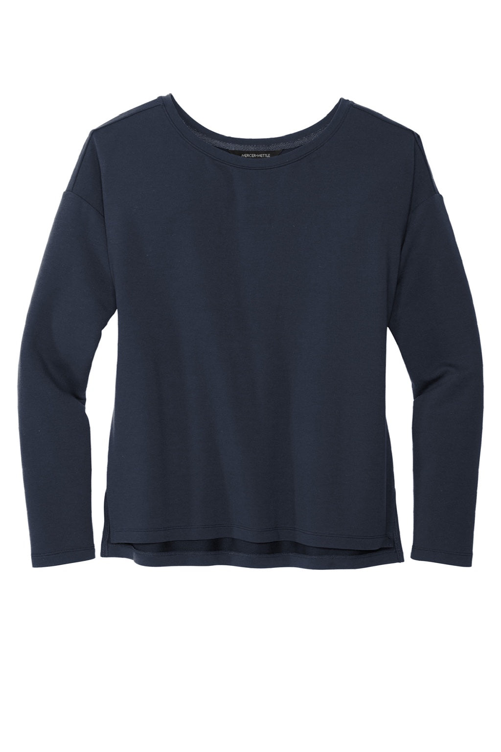 Mercer+Mettle MM3013 Stretch Drop Shoulder Wide Crewneck Sweatshirt Night Navy Blue Flat Front