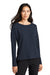Mercer+Mettle MM3013 Womens Stretch Drop Shoulder Wide Crewneck Sweatshirt Night Navy Blue Model Front