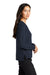 Mercer+Mettle MM3013 Womens Stretch Drop Shoulder Wide Crewneck Sweatshirt Night Navy Blue Model Side
