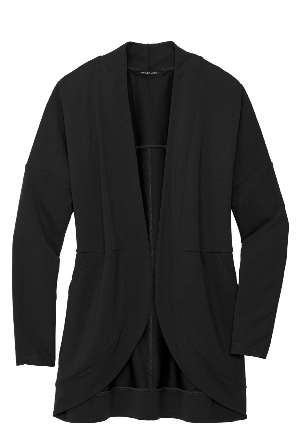 Mercer+Mettle MM3015 Stretch Open Front Long Sleeve Cardigan Sweater Deep Black Flat Front