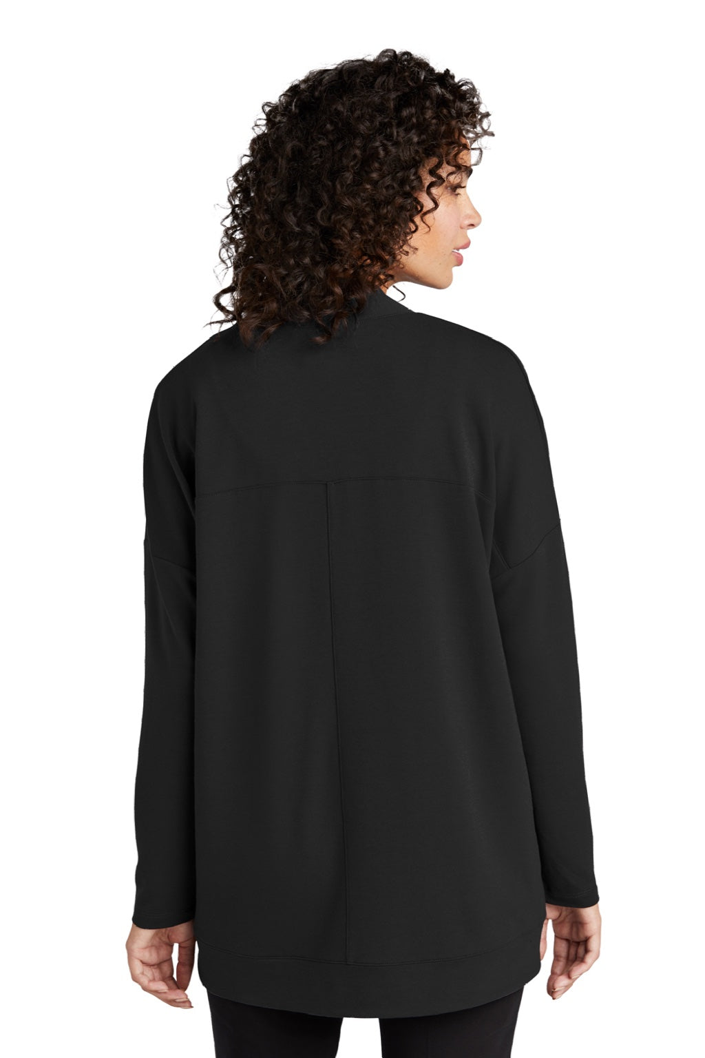 Mercer+Mettle MM3015 Womens Stretch Open Front Long Sleeve Cardigan Sweater Deep Black Model Back