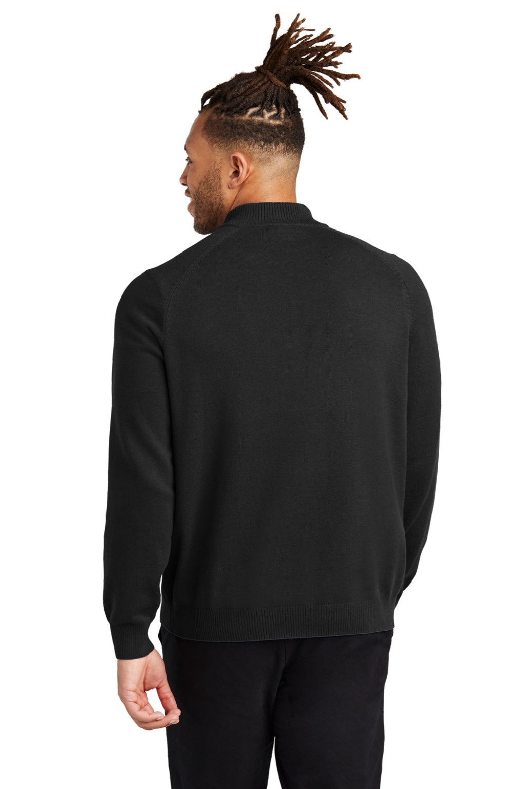 Mercer+Mettle MM3020 Mens 1/4 Zip Sweater Deep Black Model Back