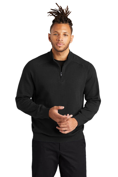 Mercer+Mettle MM3020 Mens 1/4 Zip Sweater Deep Black Model Front