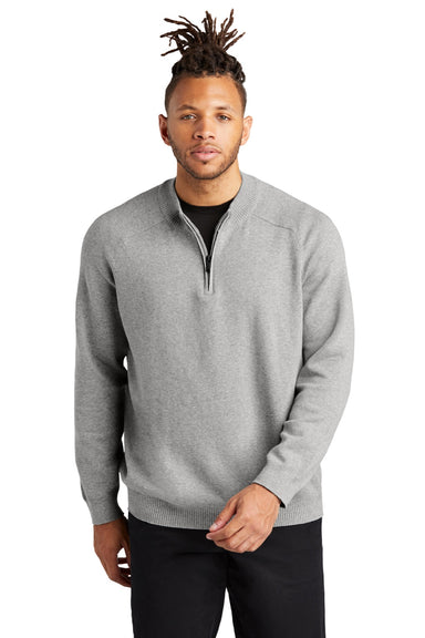 Mercer+Mettle MM3020 Mens 1/4 Zip Sweater Heather Gusty Grey Model Front