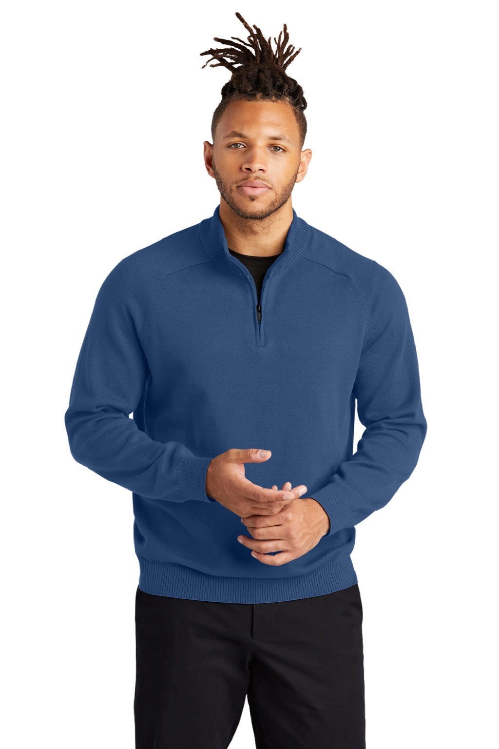 Mercer+Mettle MM3020 Mens 1/4 Zip Sweater Insignia Blue Model Front