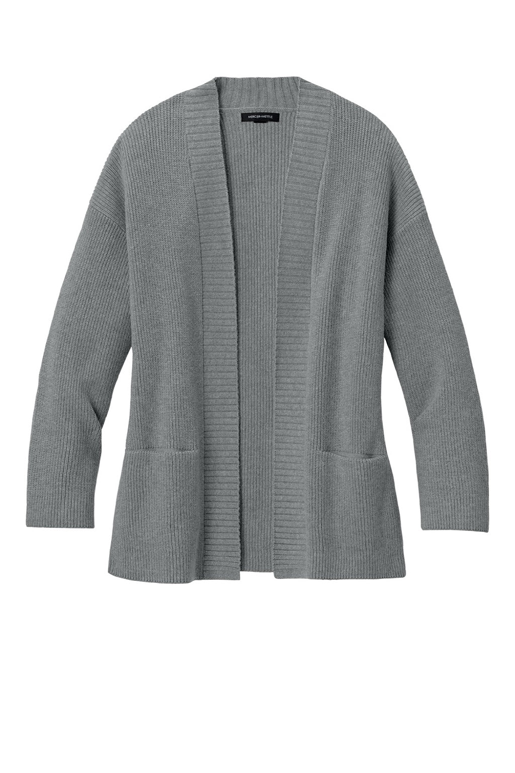 Mercer+Mettle MM3021 Womens Open Cardigan Sweater w/ Pockets Heather Gusty Grey Flat Front