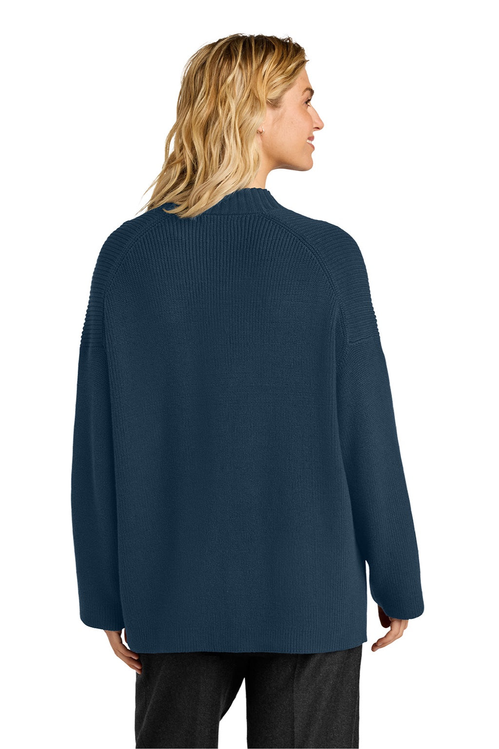 Mercer+Mettle MM3021 Womens Open Cardigan Sweater w/ Pockets Insignia Blue Model Back