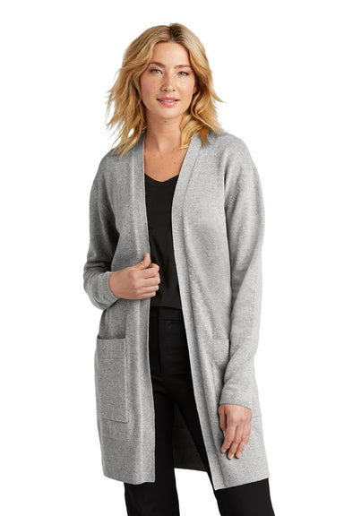 Mercer+Mettle MM3023 Womens Open Front Cardigan Sweater Heather Gusty Grey Model Front