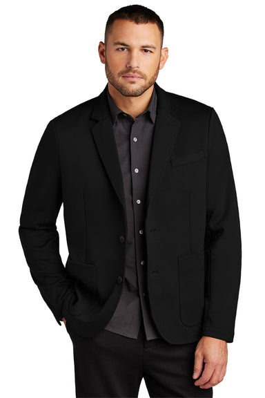 Mercer+Mettle MM3030 Mens Snag Resistant Relaxed Knit Blazer w/ Pockets Deep Black Model Front