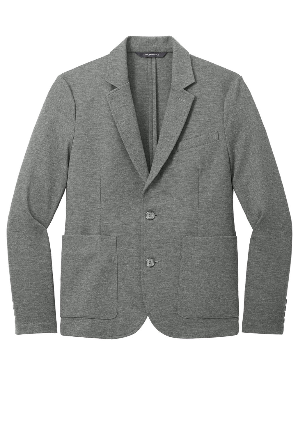 Mercer+Mettle MM3030 Mens Snag Resistant Relaxed Knit Blazer w/ Pockets Heather Storm Grey Flat Front