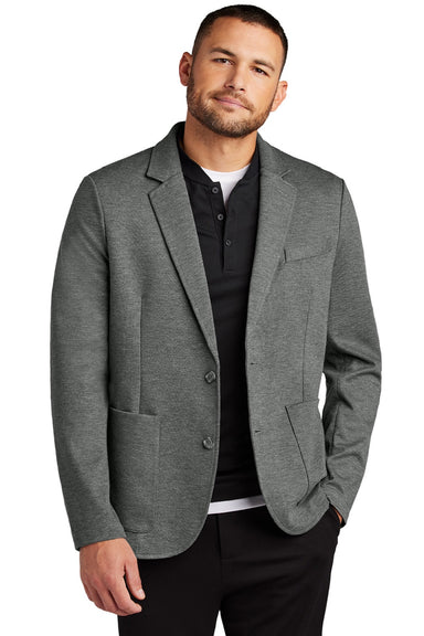 Mercer+Mettle MM3030 Mens Snag Resistant Relaxed Knit Blazer w/ Pockets Heather Storm Grey Model Front