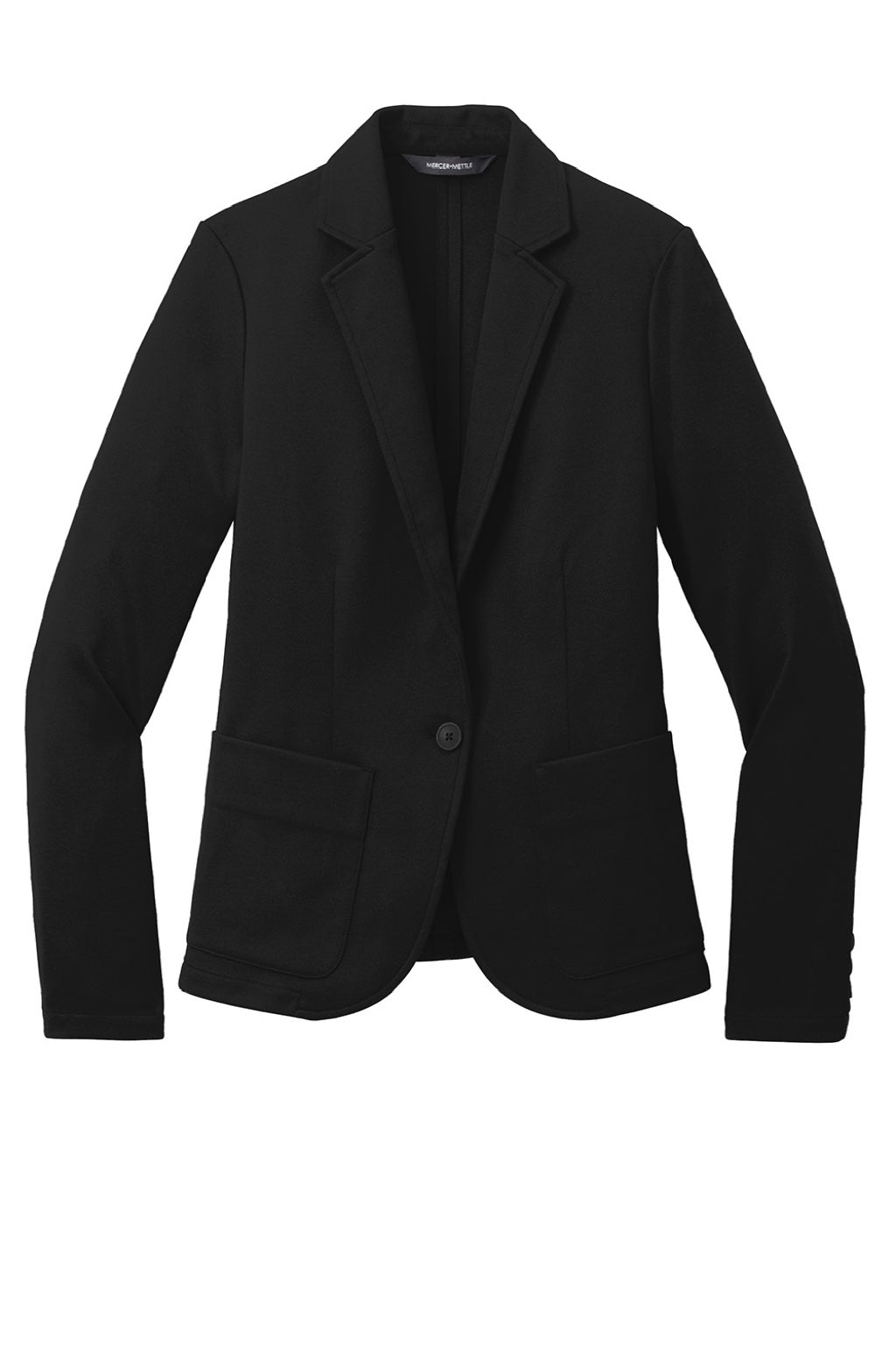 Mercer+Mettle MM3031 Womens Snag Resistant Relaxed Knit Blazer w/ Pockets Deep Black Flat Front