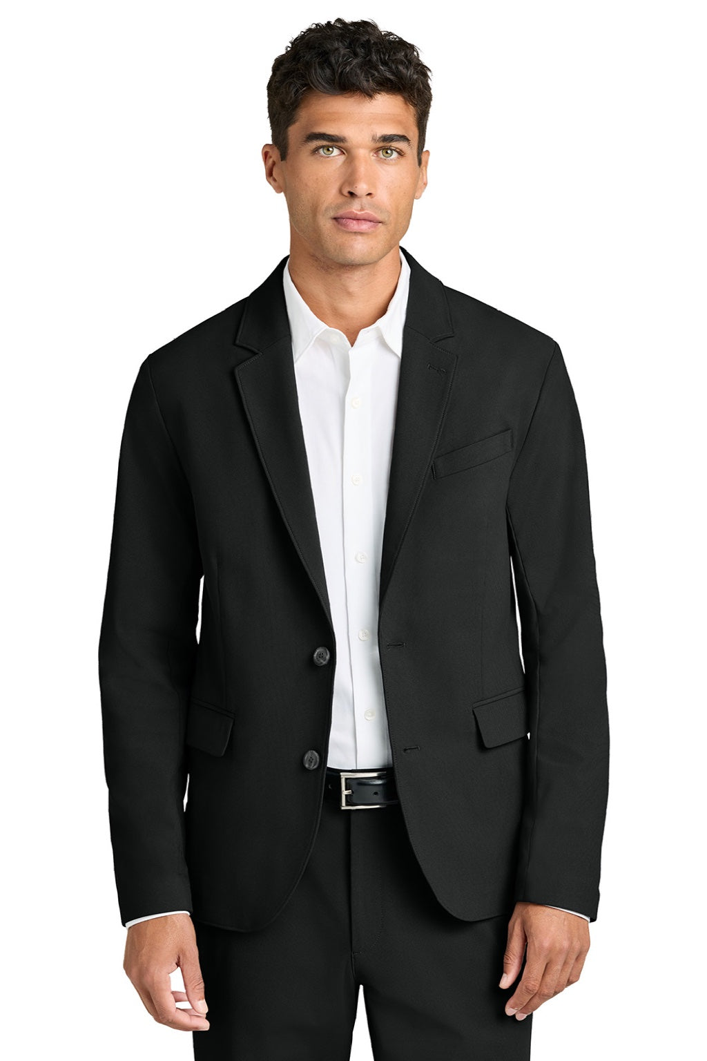 Mercer+Mettle MM3032 Mens Capital Tech Blazer w/ Pockets Deep Black Model Front