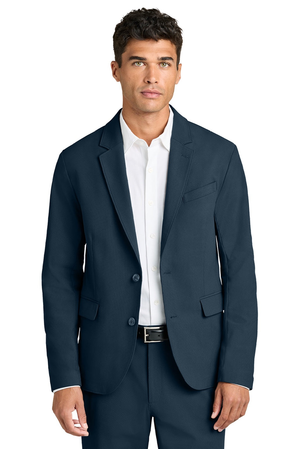 Mercer+Mettle MM3032 Mens Capital Tech Blazer w/ Pockets Night Navy Blue Model Front