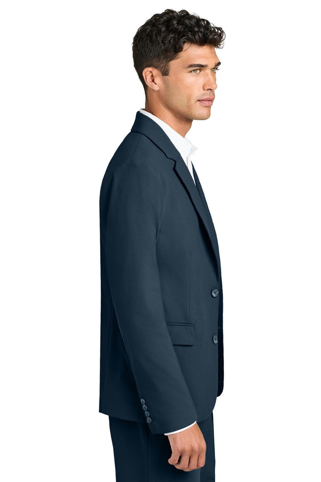 Mercer+Mettle MM3032 Mens Capital Tech Blazer w/ Pockets Night Navy Blue Model Side
