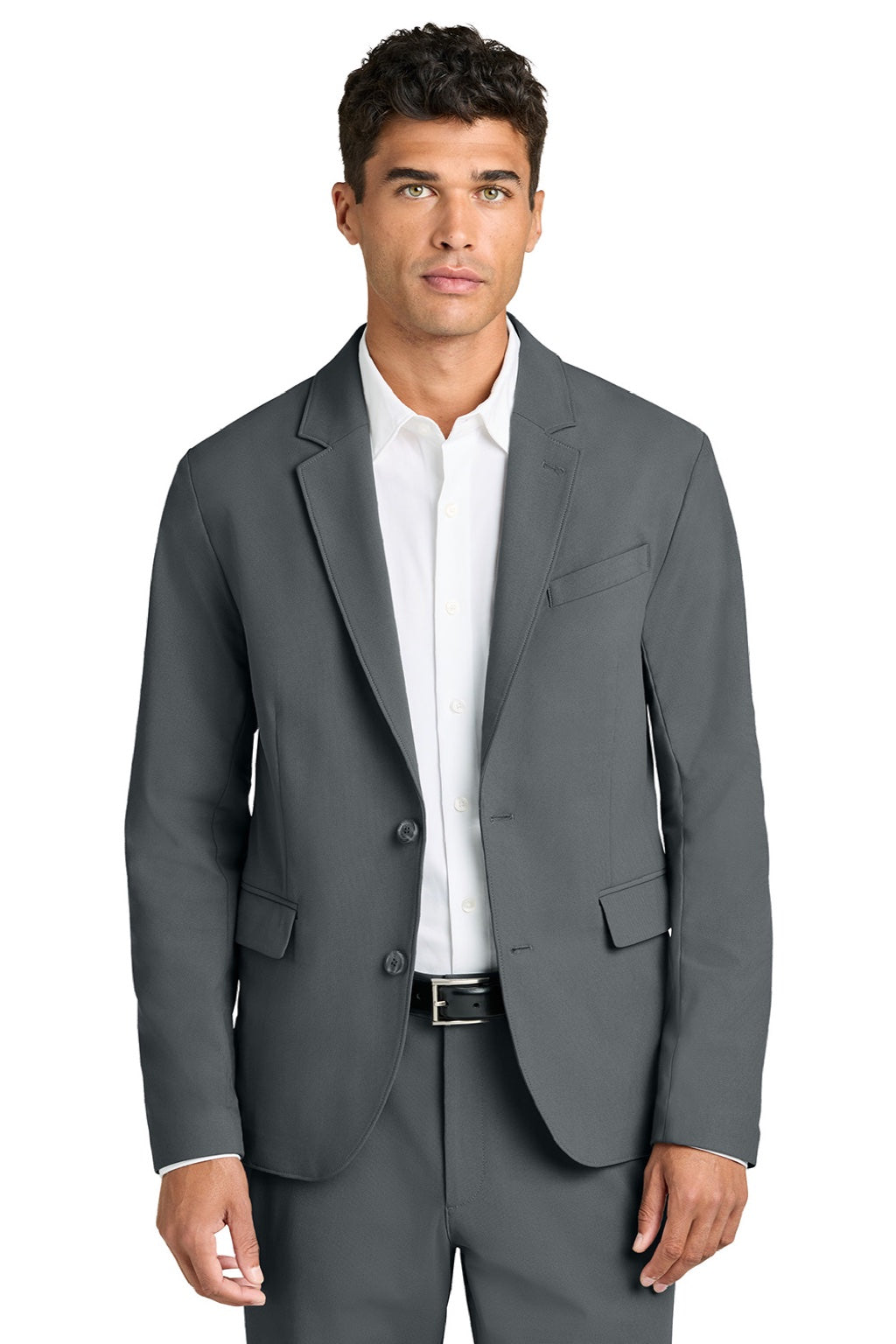 Mercer+Mettle MM3032 Mens Capital Tech Blazer w/ Pockets Storm Grey Model Front