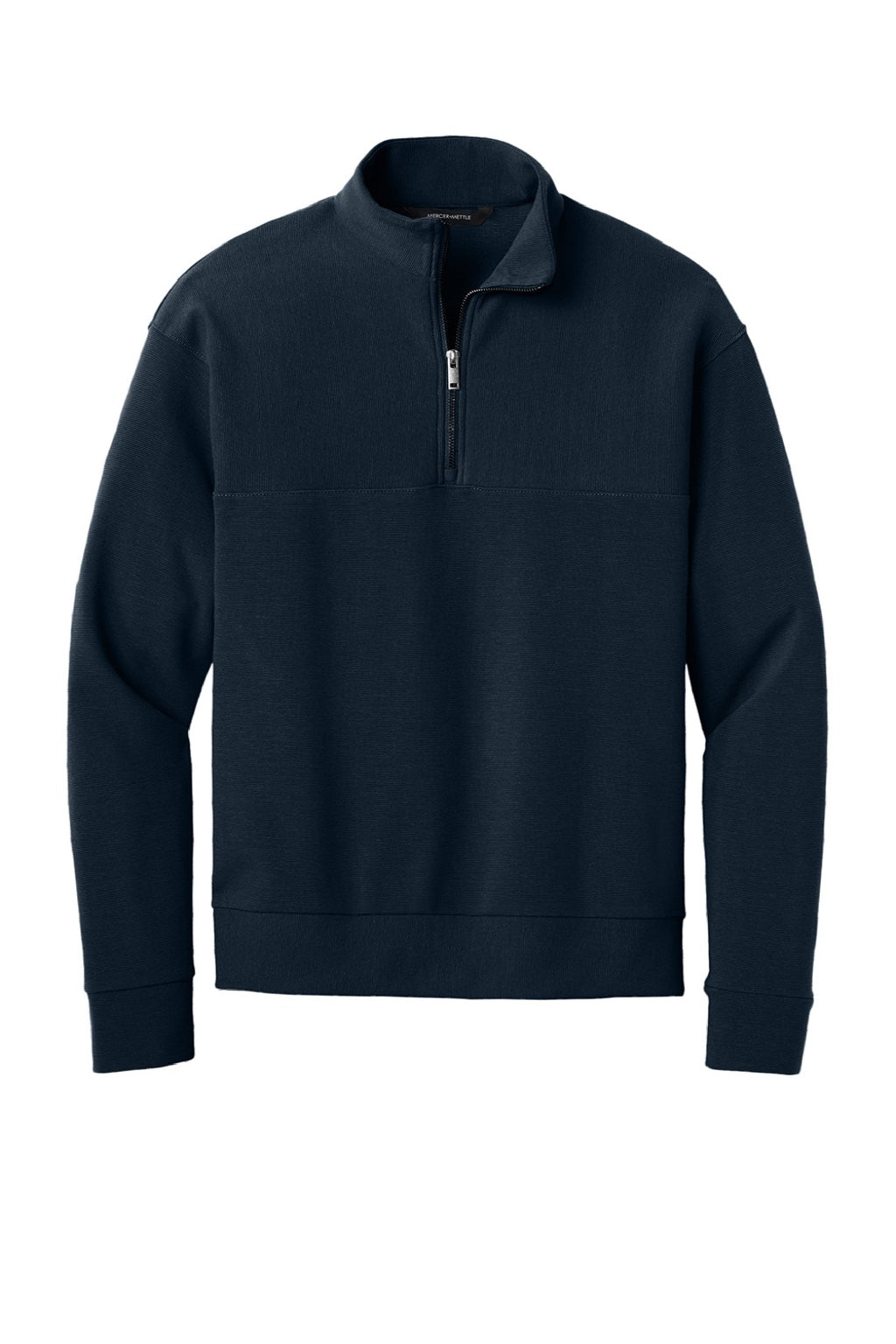 Mercer+Mettle MM3040 Mens Linear Texture Odor Resistant 1/4 Zip Sweatshirt Night Navy Bue Flat Front