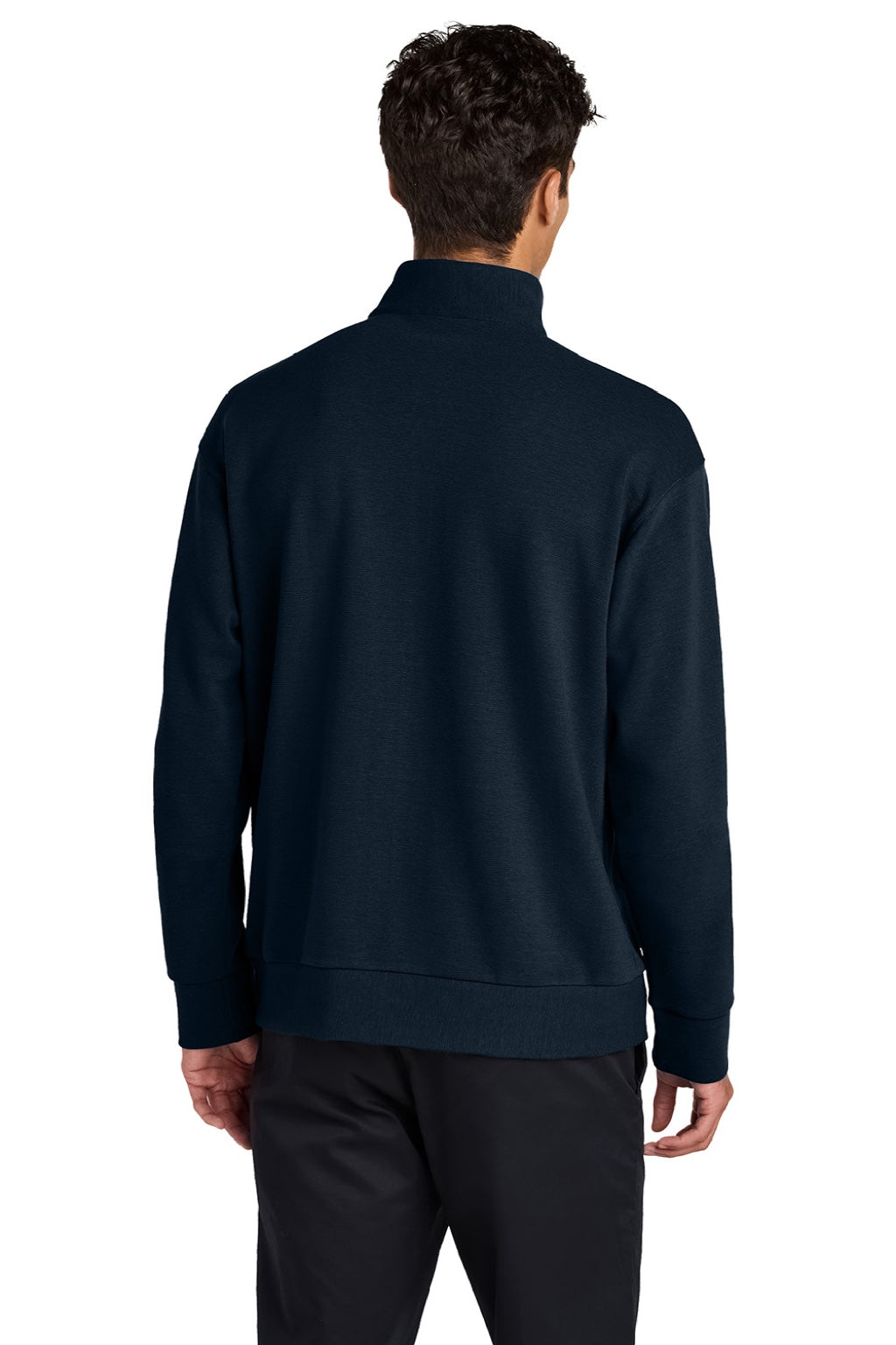 Mercer+Mettle MM3040 Mens Linear Texture Odor Resistant 1/4 Zip Sweatshirt Night Navy Bue Model Back