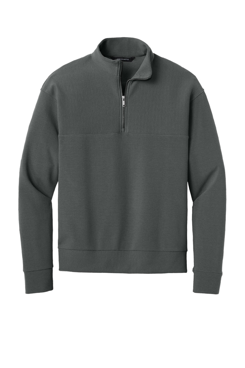 Mercer+Mettle MM3040 Mens Linear Texture Odor Resistant 1/4 Zip Sweatshirt Storm Grey Flat Front