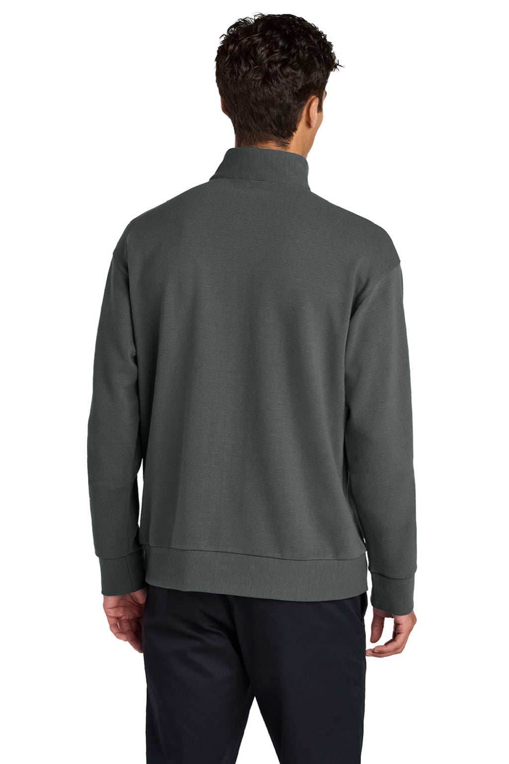 Mercer+Mettle MM3040 Mens Linear Texture Odor Resistant 1/4 Zip Sweatshirt Storm Grey Model Back