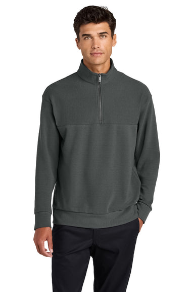 Mercer+Mettle MM3040 Mens Linear Texture Odor Resistant 1/4 Zip Sweatshirt Storm Grey Model Front