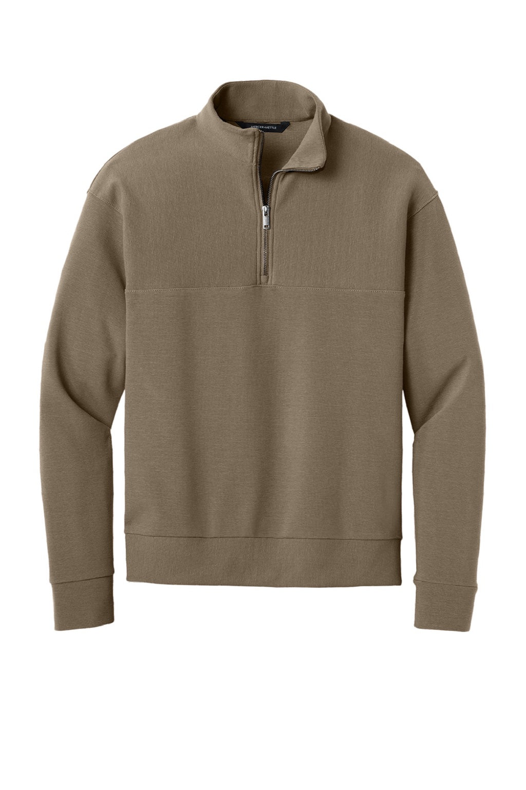 Mercer+Mettle MM3040 Mens Linear Texture Odor Resistant 1/4 Zip Sweatshirt Warm Taupe Brown Flat Front