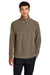 Mercer+Mettle MM3040 Mens Linear Texture Odor Resistant 1/4 Zip Sweatshirt Warm Taupe Brown Model Front