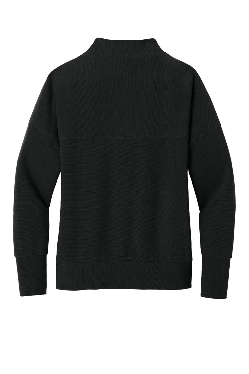 Mercer+Mettle MM3041 Womens Linear Texture Odor Resistant 1/4 Zip Sweatshirt Deep Black Flat Back